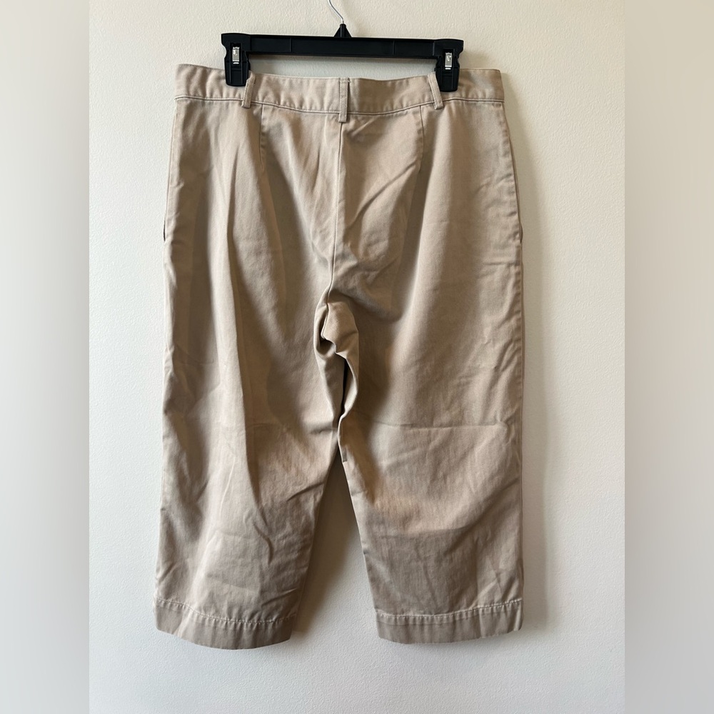 Ralph‎ Lauren Sport Tan Cropped Pants Women 14 Casual Lightweight Summer Neutral